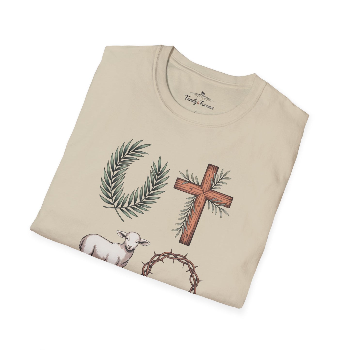 Palm Leaves Cross Lamb And Crown Of Thorns