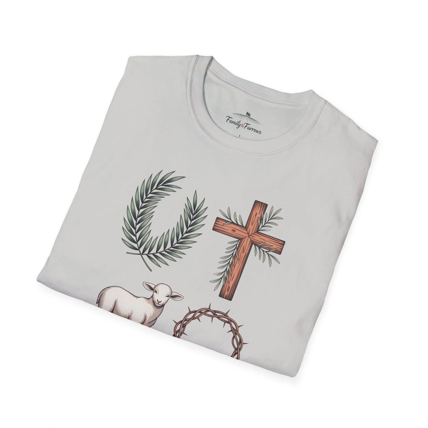 Palm Leaves Cross Lamb And Crown Of Thorns